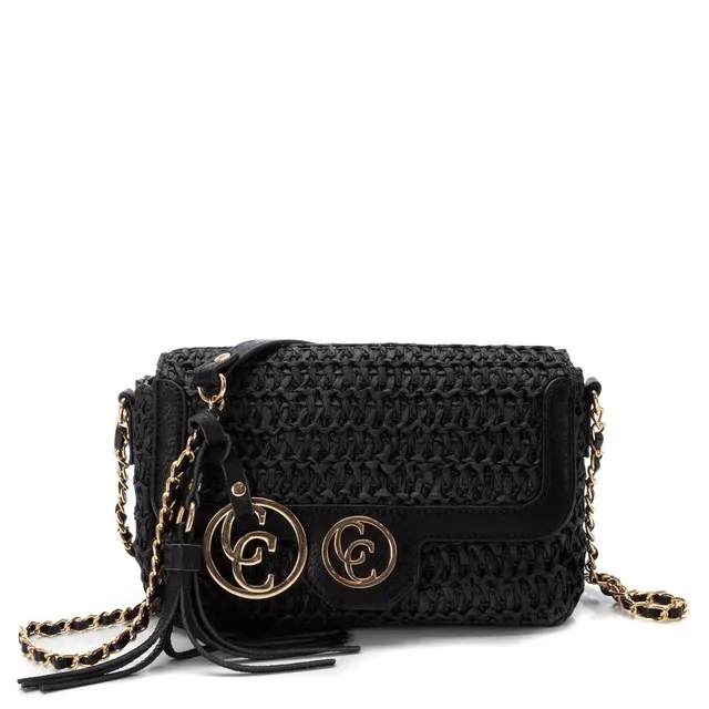 Carmela 18608802 sac bandoulière noir raphia
