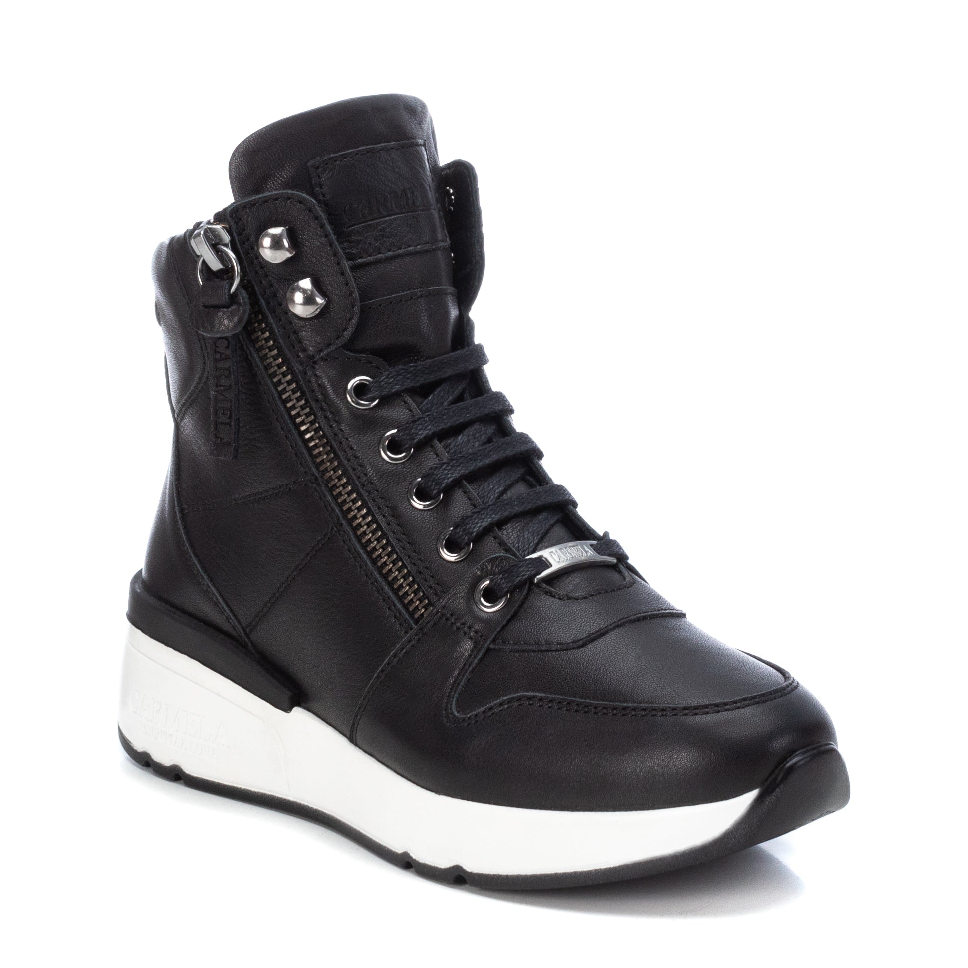 Carmela 16021501 basket femme noir cuir semelle 4 cm