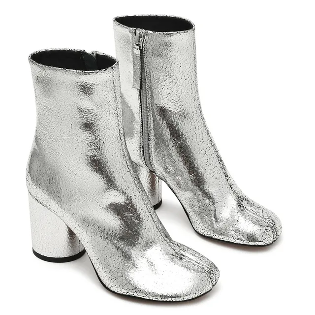 Steve Madden Caro bottines cuir argenté talon 8,5 cm