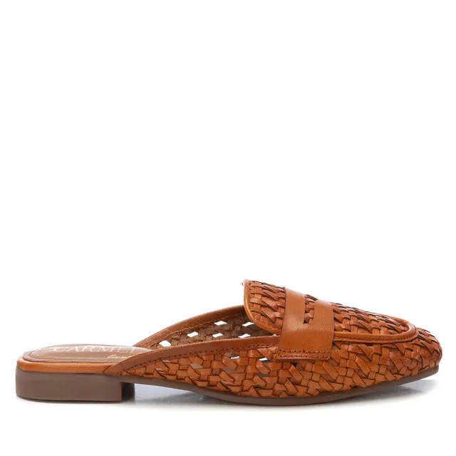 Carmela 16241101 mule cuir camel tressée