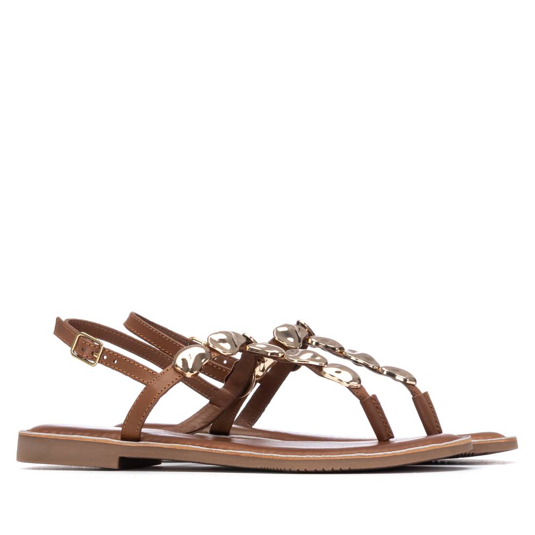 Carmela 16329303 sandales cuir camel plates