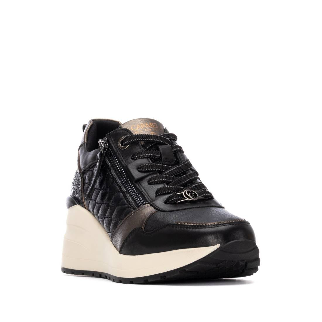 Carmela 16244601 baskets cuir noir à cuña