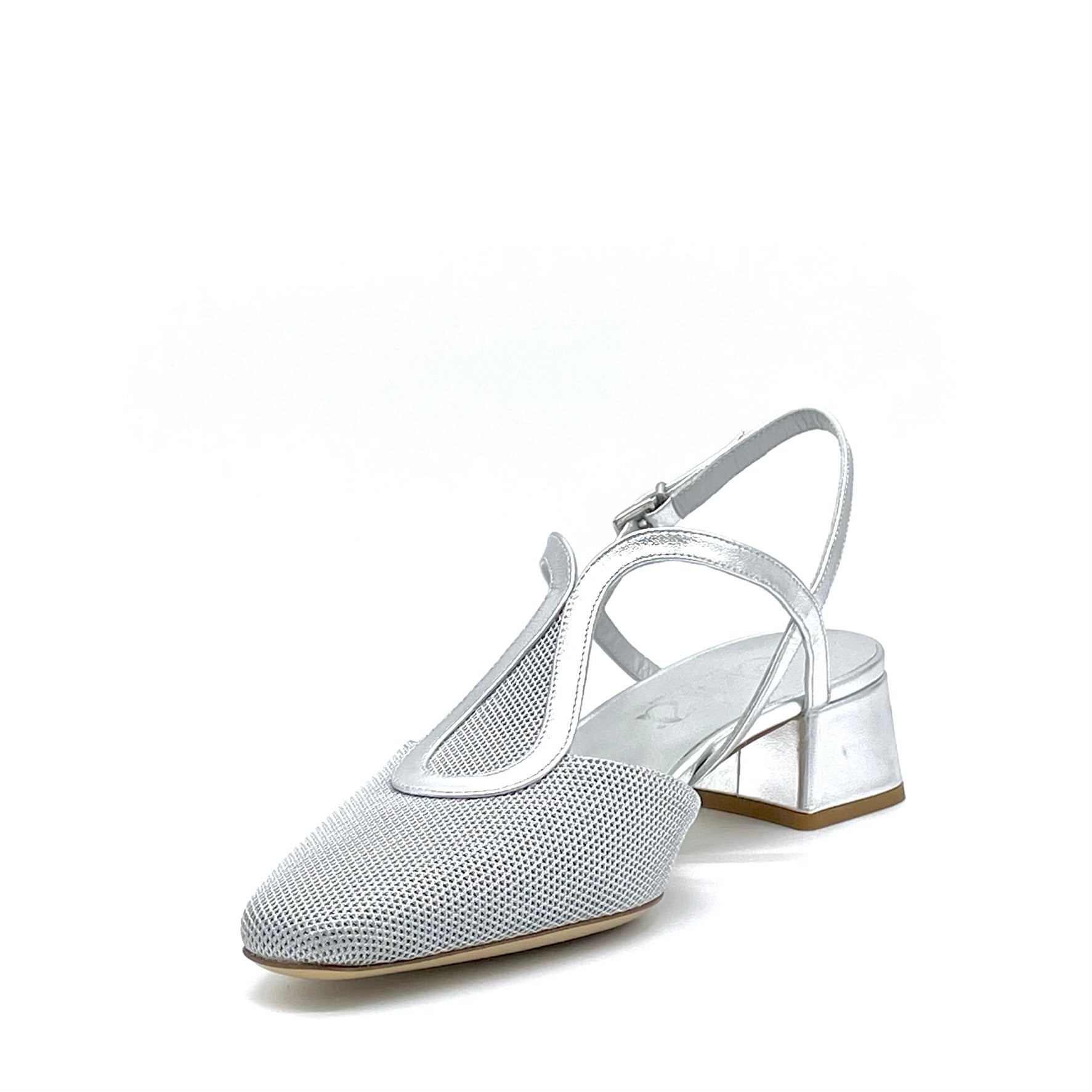 ELATA 15123 slingback laminé argent talon 3,5 cm