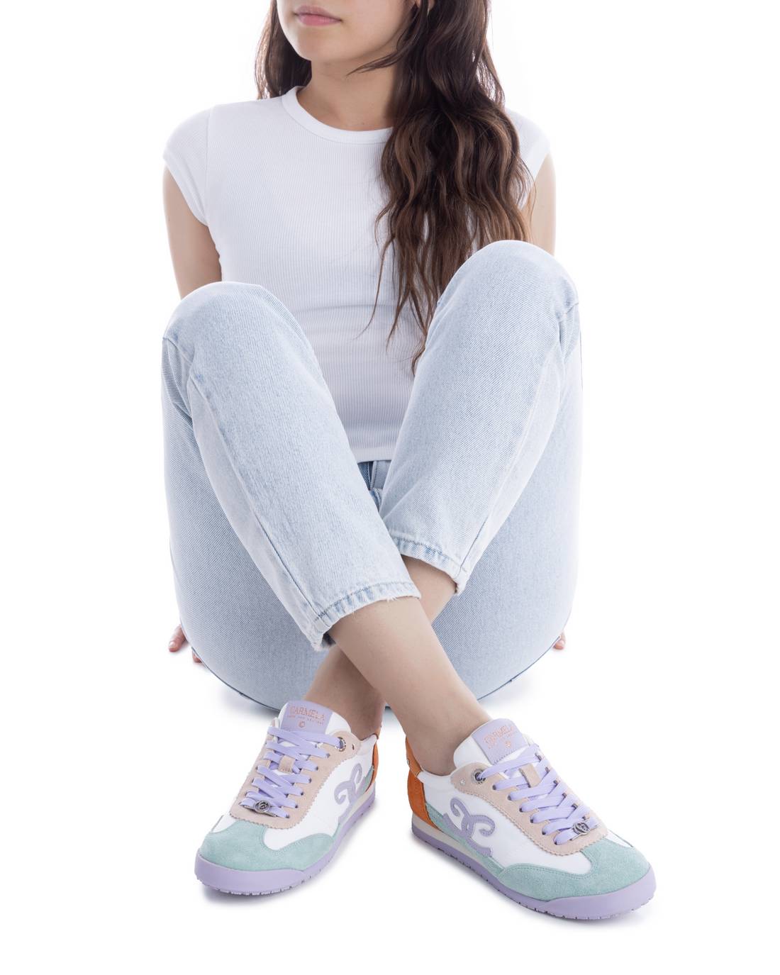 Carmela 16311908 sneaker cuir kaki lacet semelle plate