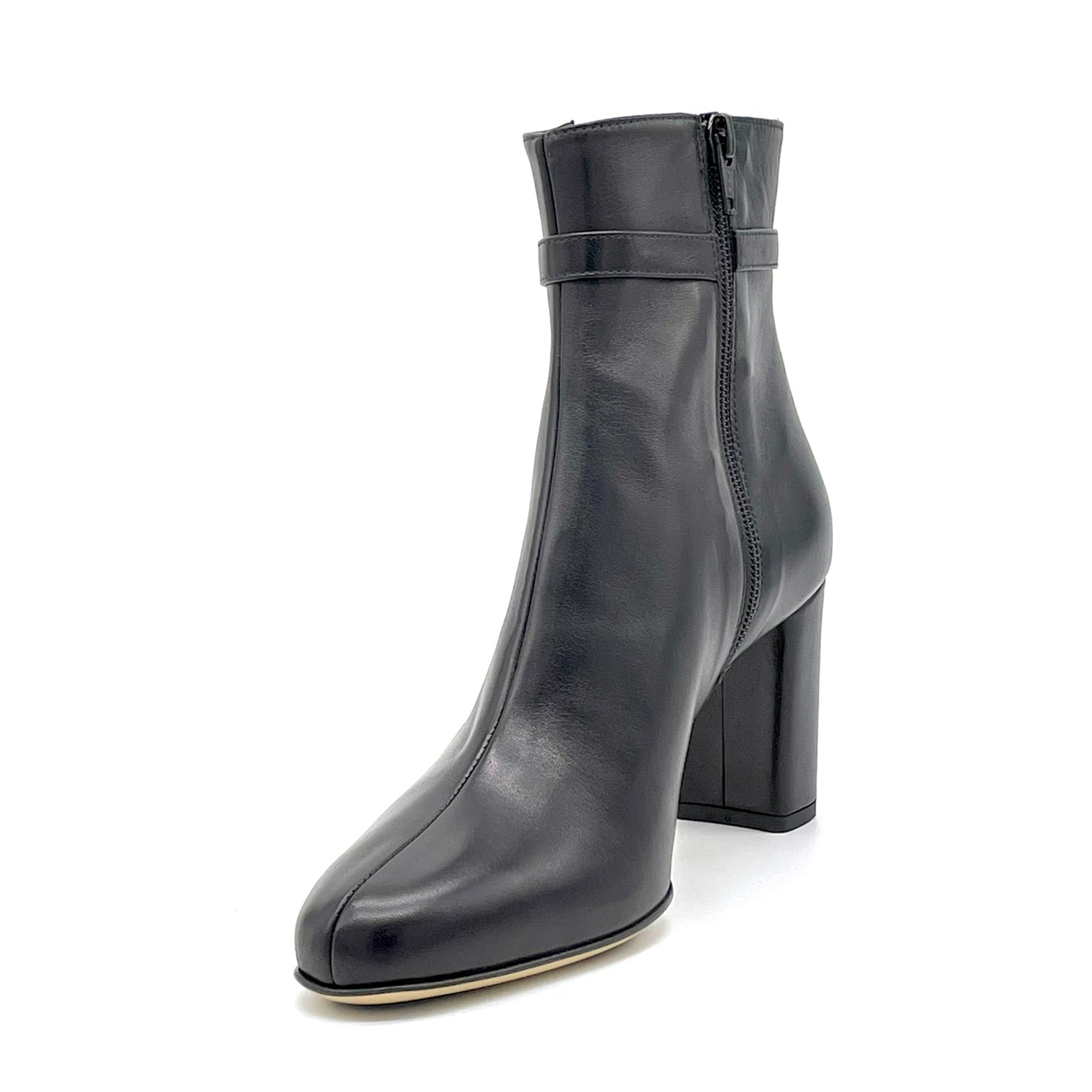 Elata 56536 bottine cuir noir perles talon 7,5 cm