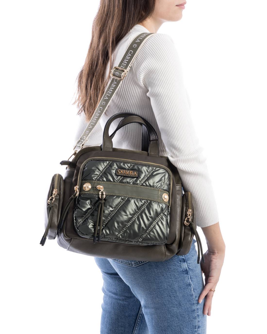 Carmela 18611001 sac bandoulière textile vert 23x29cm