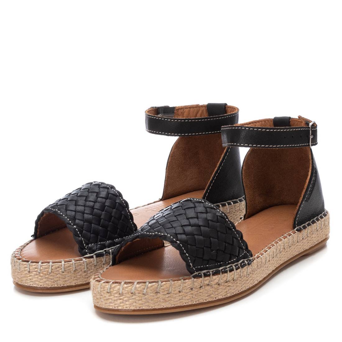 Carmela 16047905 sandales cuir noir jute