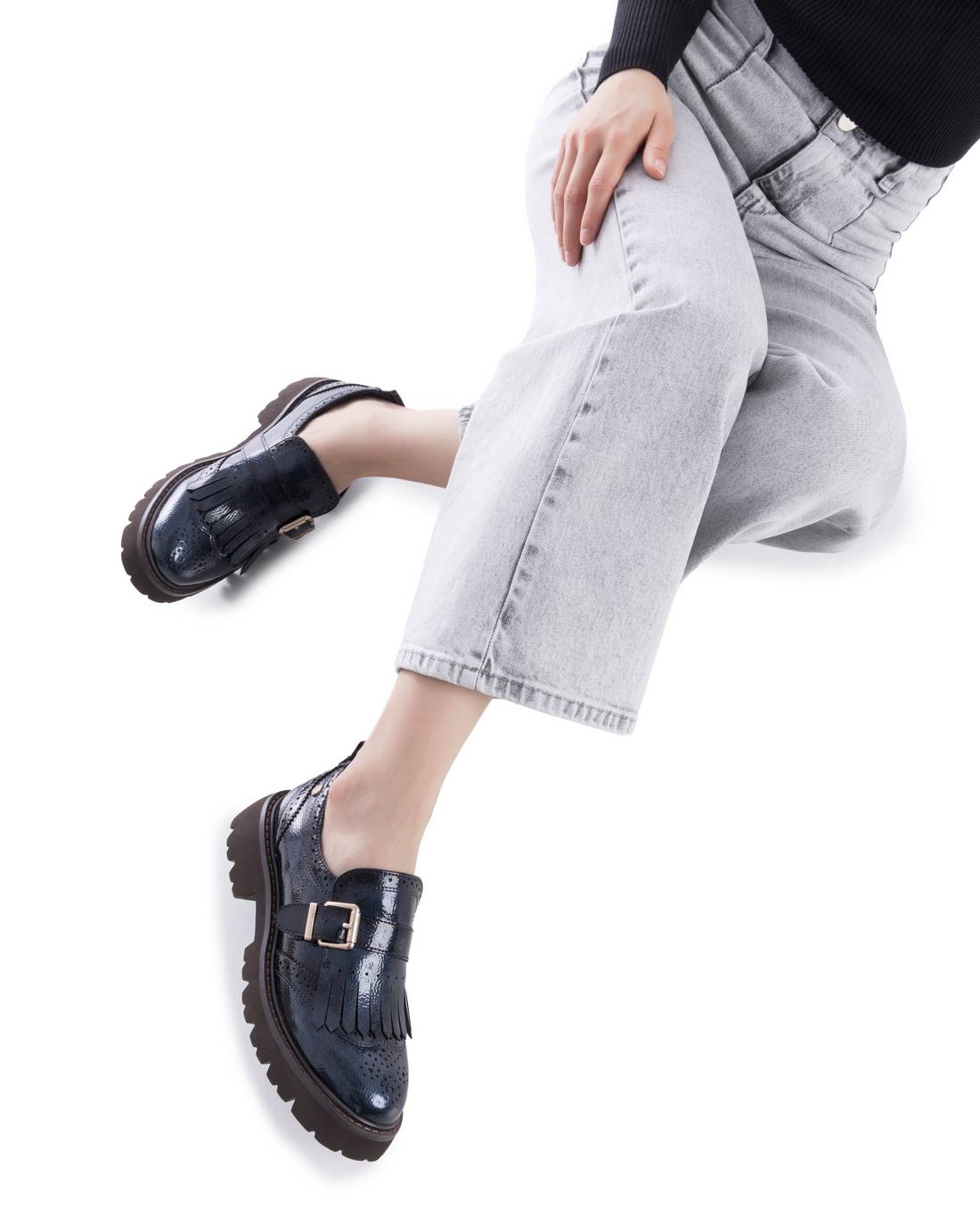 Carmela 16259404 mocassins bleu marine vernis