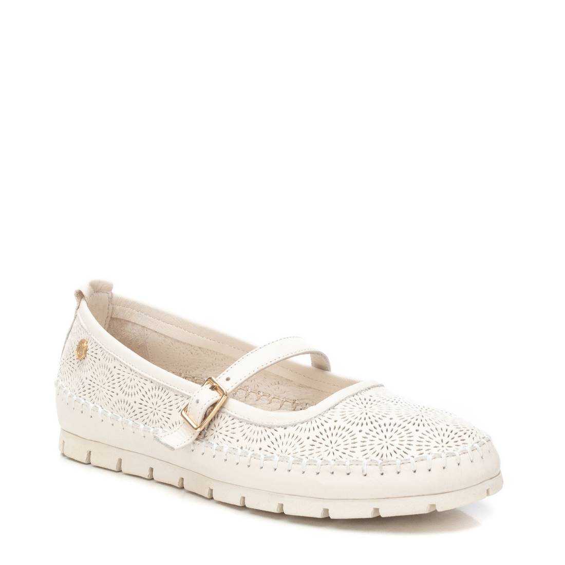 Carmela 16208001 ballerine cuir blanc boucle
