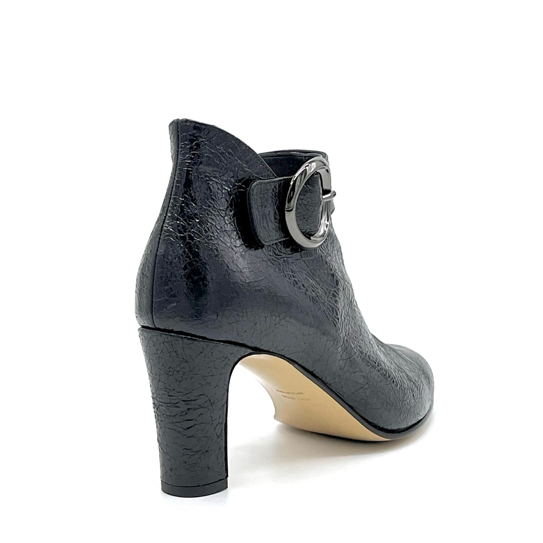 ELATA 54536-1 bottines cuir noir froissé boucle 7,5 cm