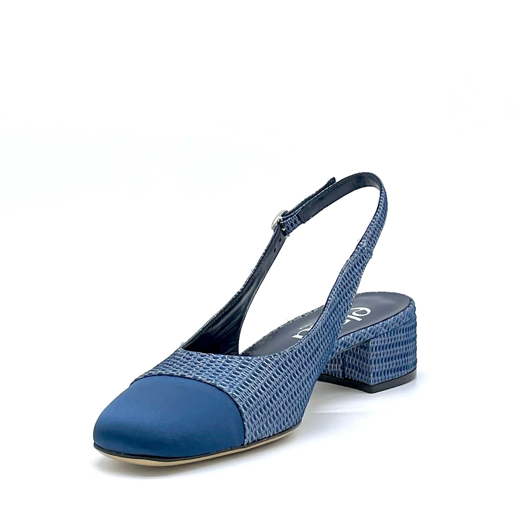 ELATA 15128 slingback satin bleu talon 3,5 cm
