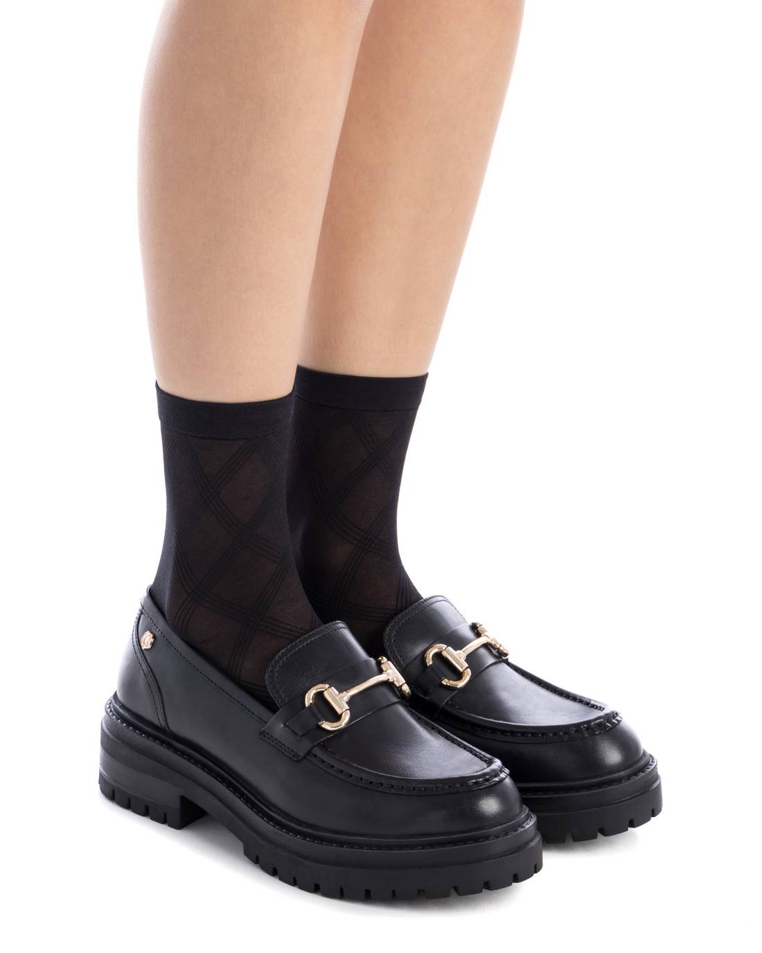 Carmela 16178202 mocassin femme noir cuir mors métal