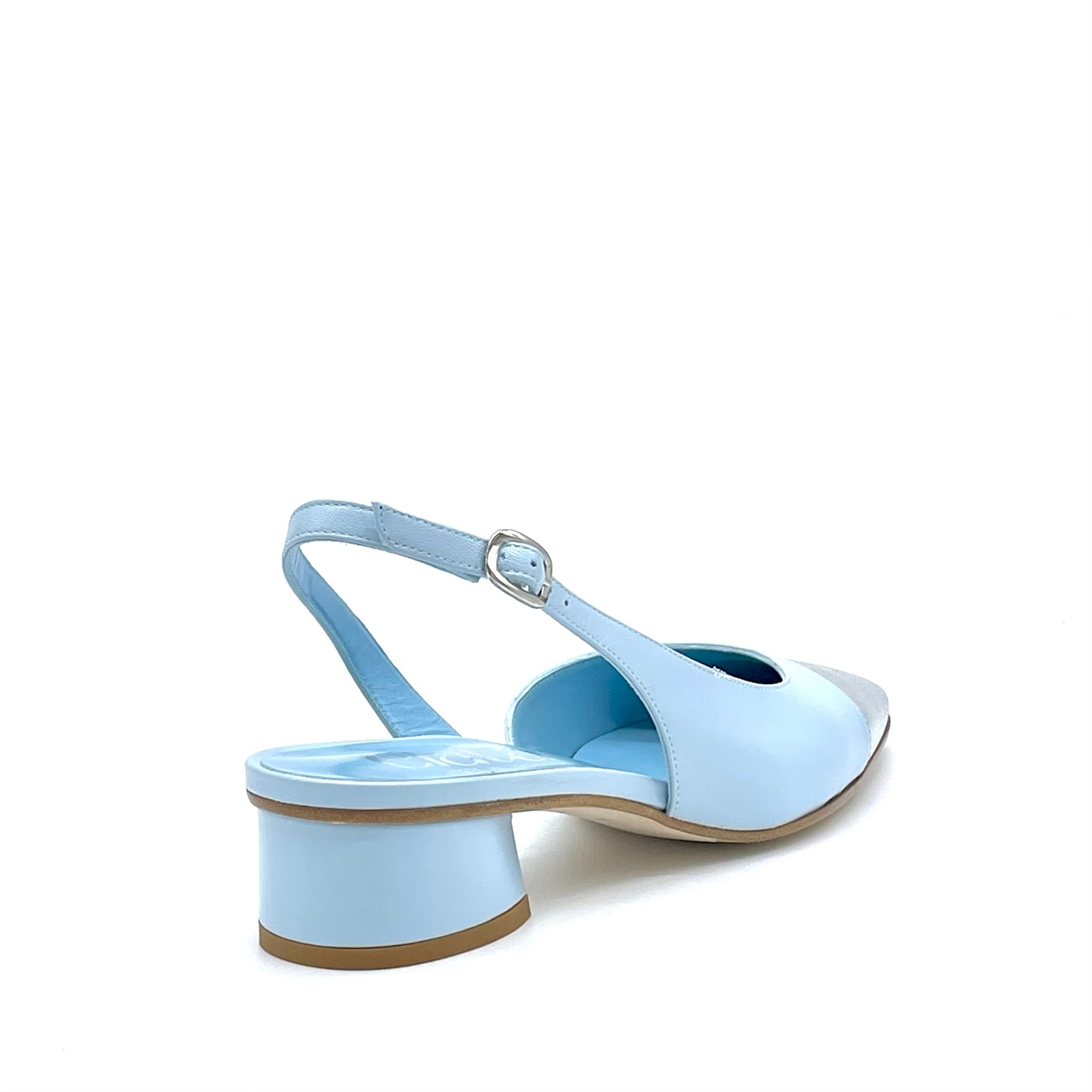 Elata 15170 slingback cuir bleu argent pointure 39 talon 3,5 cm