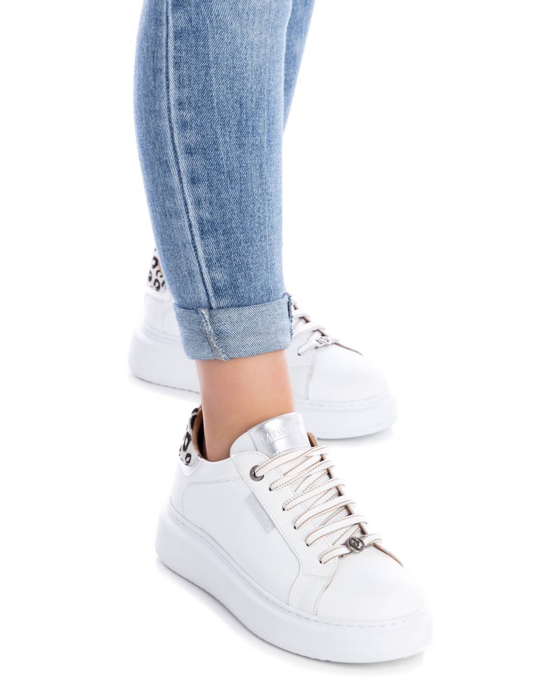 Carmela 160613 16061302 basket argent cuir léopard