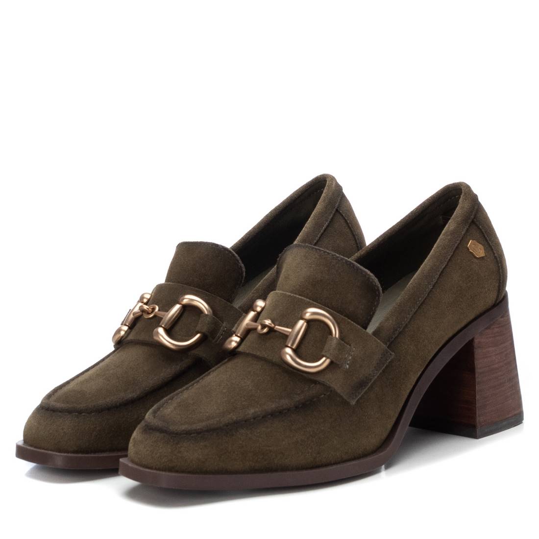 Carmela 16113802 mocassin vert daim talon 7 cm