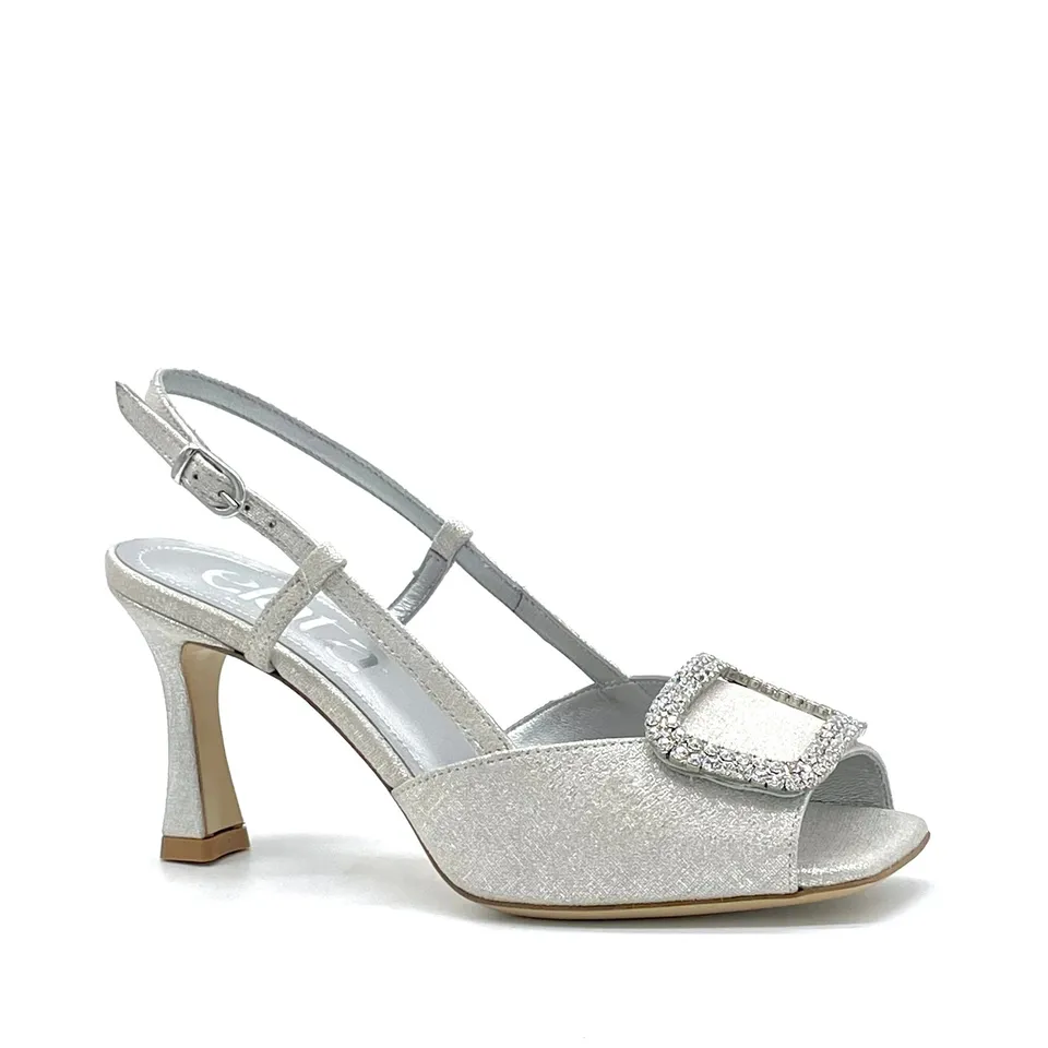 Elata 16117 sandale suède argent boucle bijou 7,5 cm