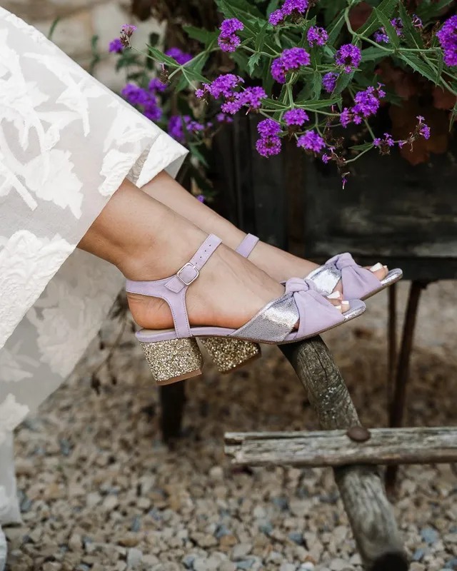 Dessine Moi Un Soulier Suzanne mule velours irisé lilas talon