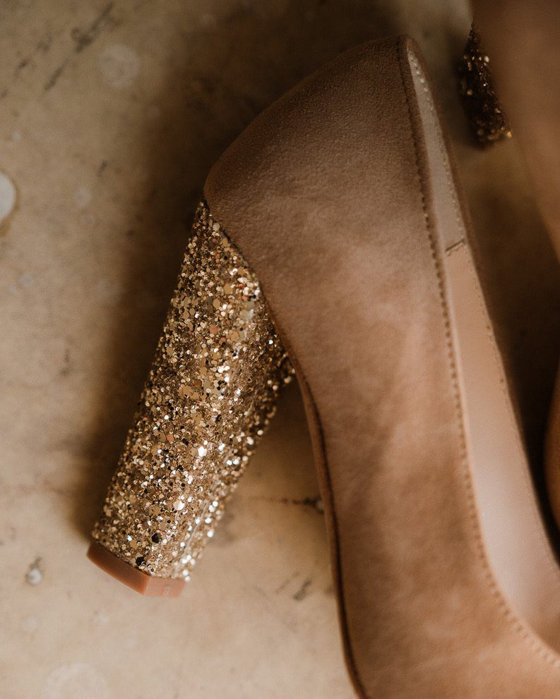 Dessine Moi Un Soulier escarpin ouvert velours camel cuir
