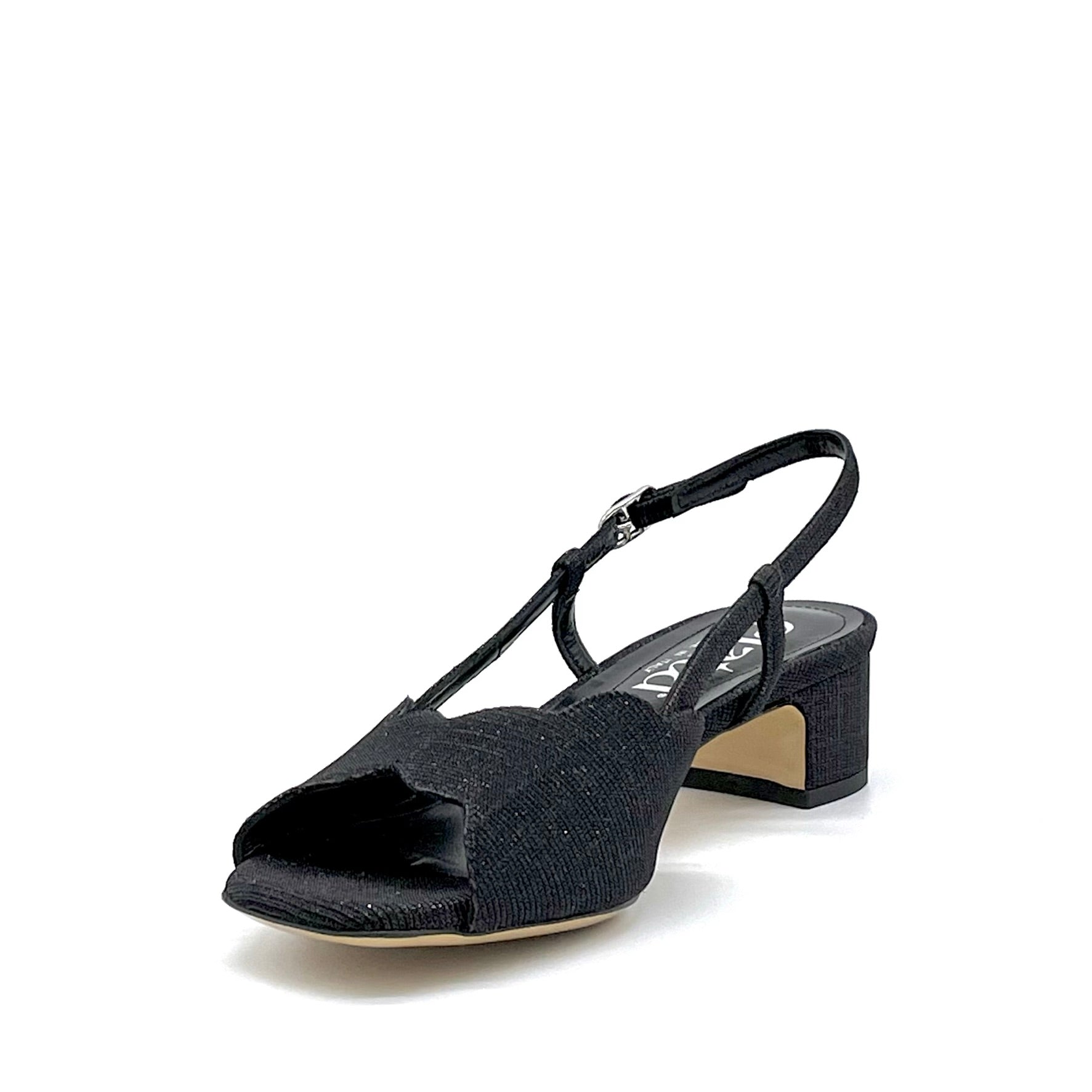 Elata 14131 sandales tissu laminé noir talon 3,5 cm