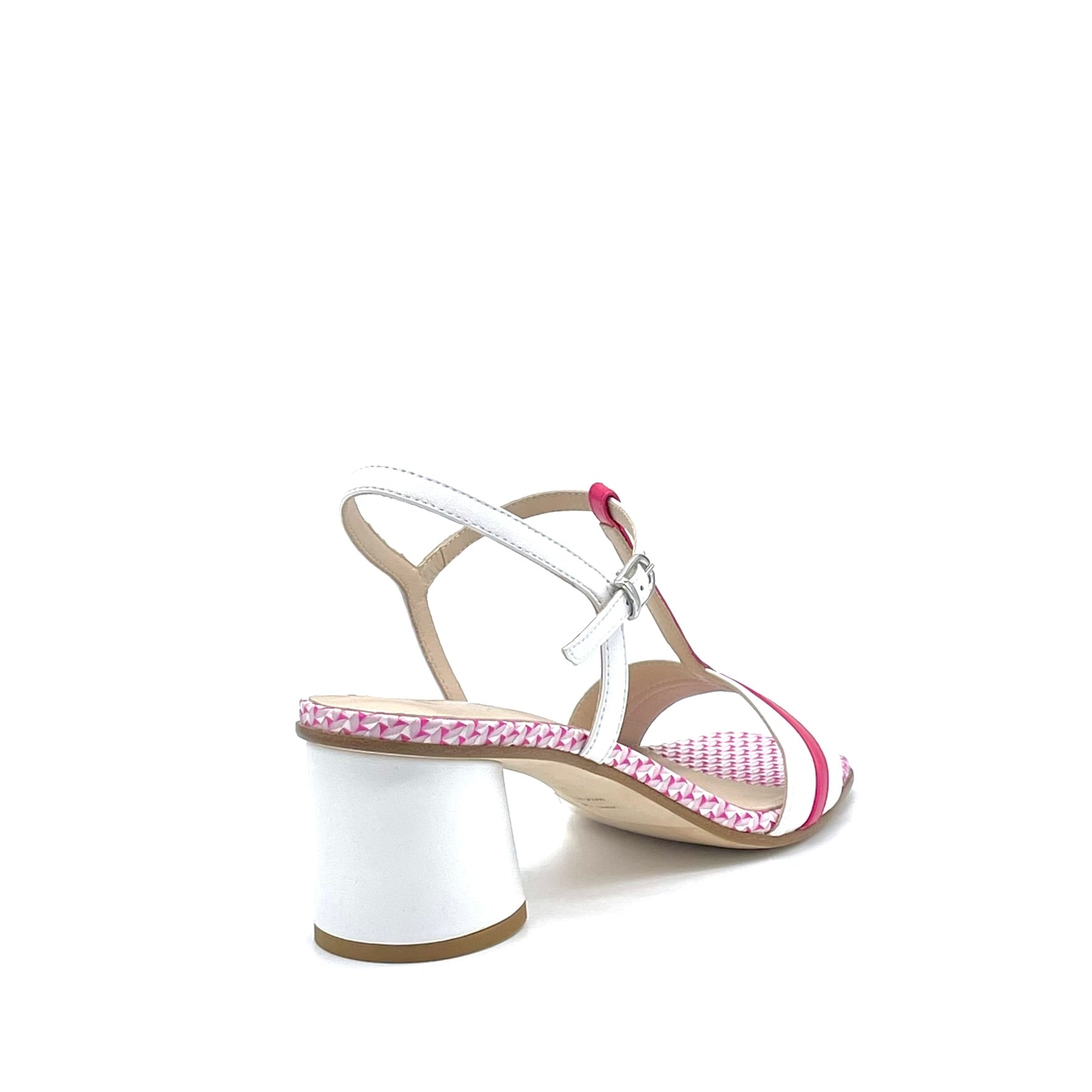 ELATA 16137 sandales cuir blanc fuchsia talon 5,5 cm