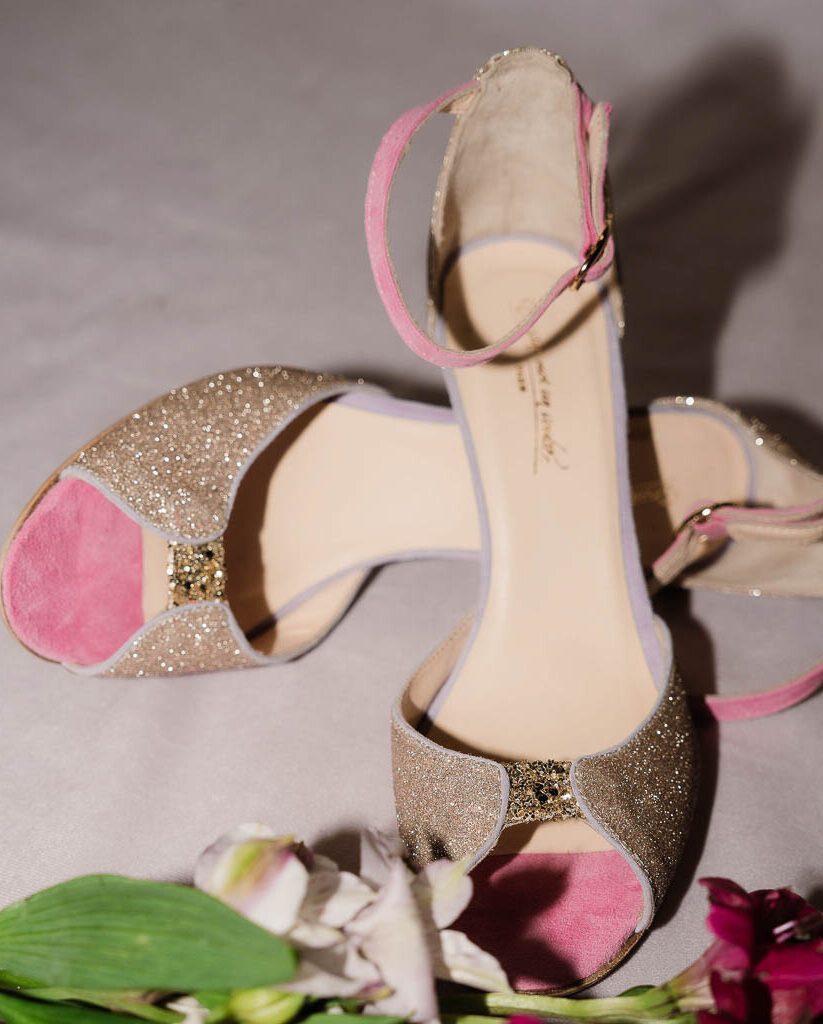 Dessine Moi Un Soulier Charlotte High sandales paillettes or talon haut