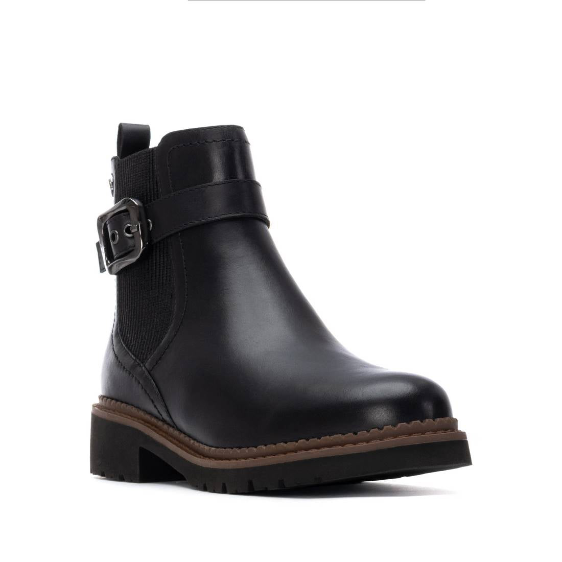 Carmela 16249102 bottine cuir noir plat femme