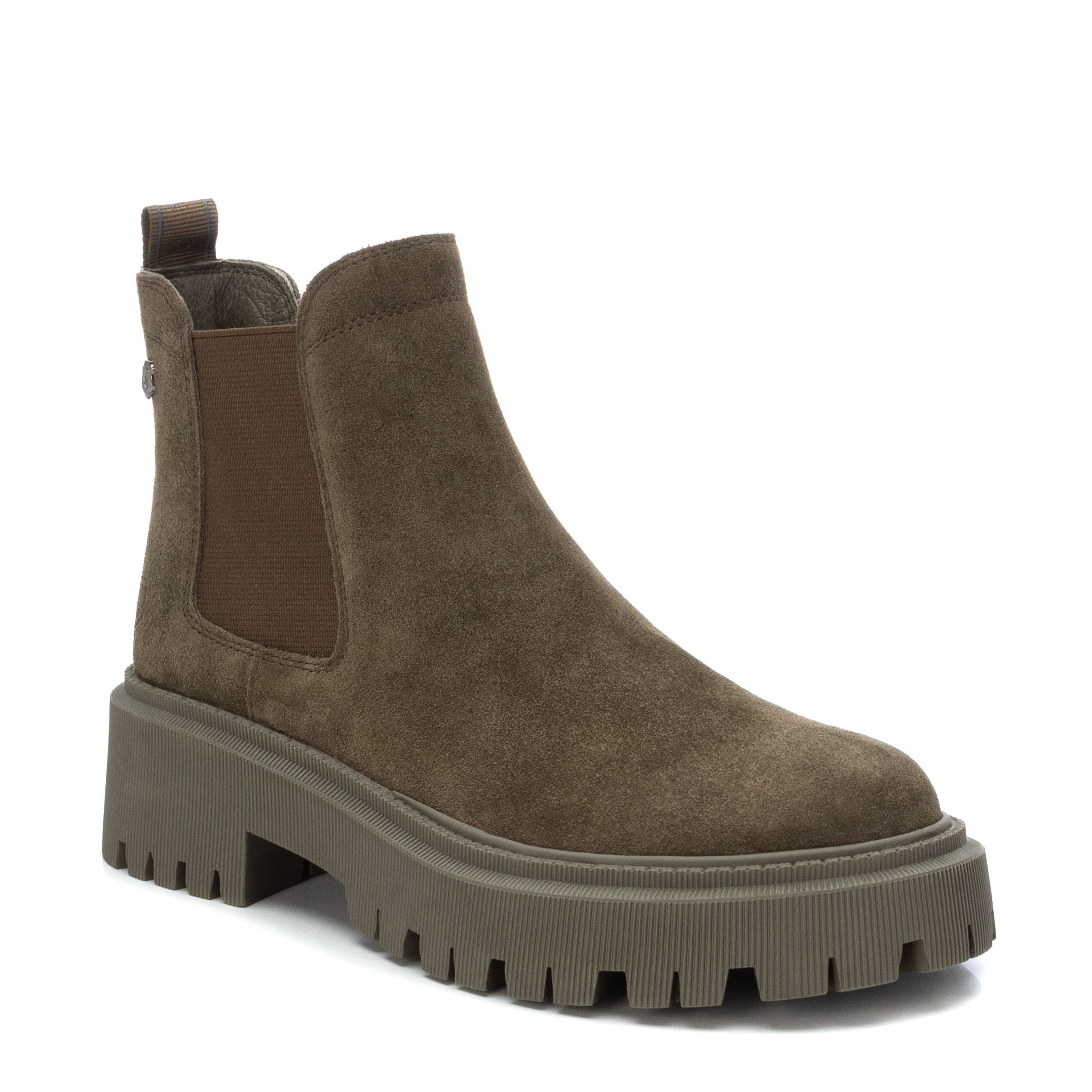 Carmela 16011603 bottines cuir vert chelsea plat