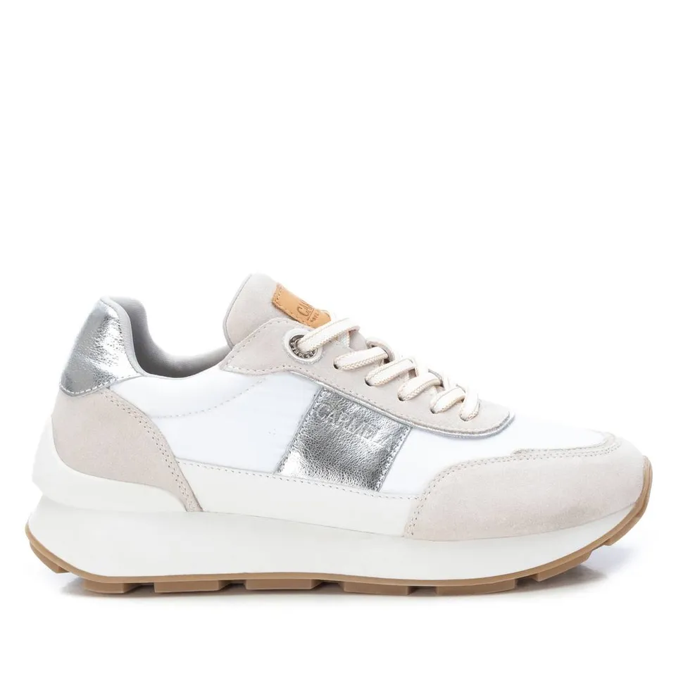 Carmela 16056007 baskets femme cuir argenté lacets