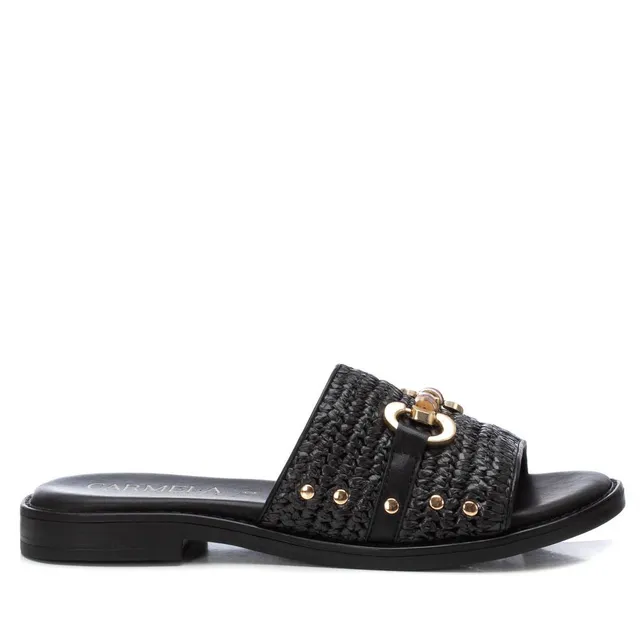Carmela 16236602 mule noire boucle tressée plate