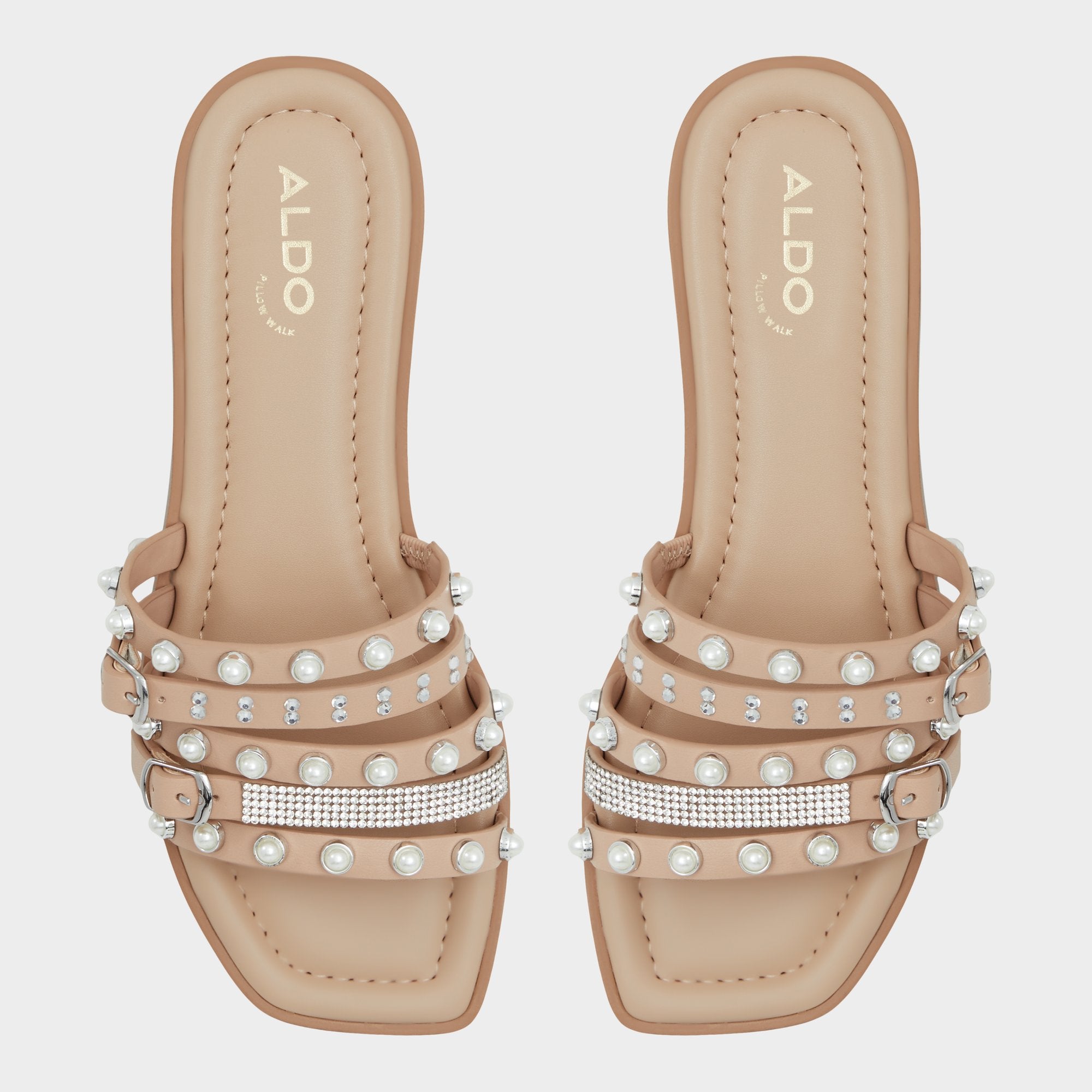 ALDO Pearlyne mules beiges à perles boucle