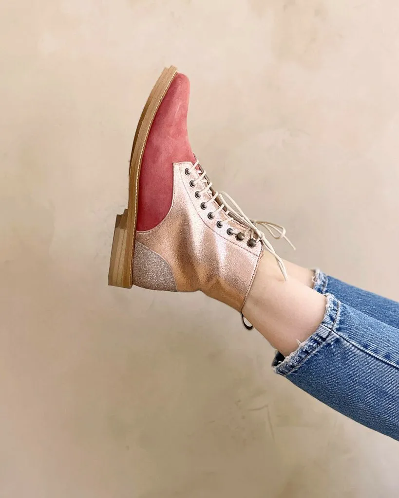Dessine Moi Un Soulier Billie boots velours rose thé irisé