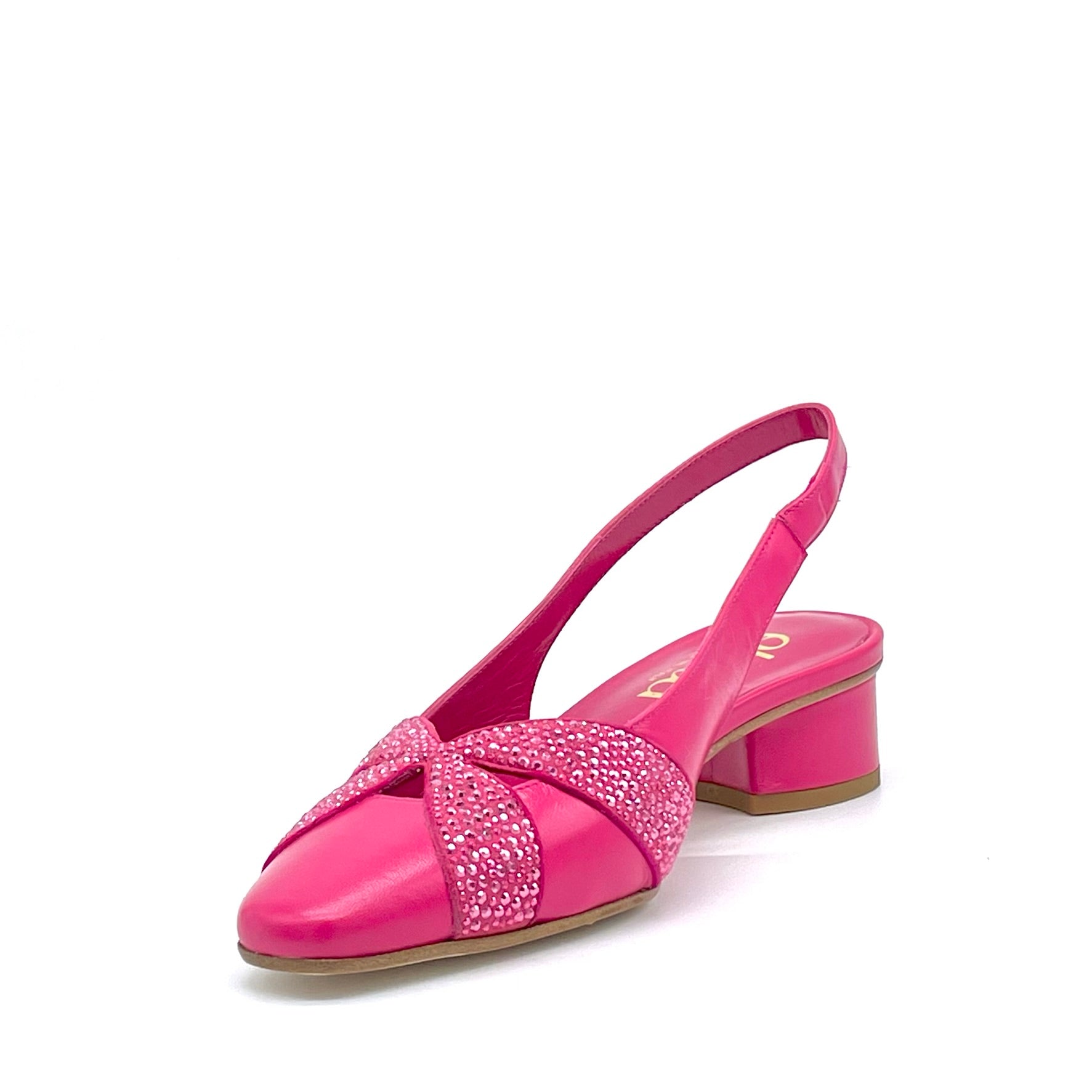 ELATA 15171 slingbacks cuir fuchsia strass talon 3,5 cm