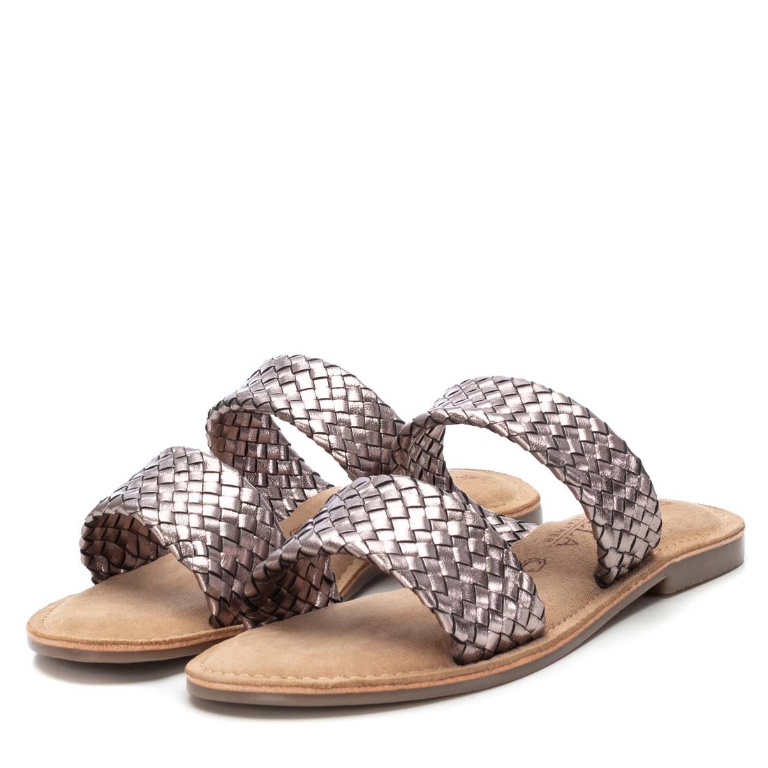 Carmela 16164602 sandale plate cuir gris métallisé