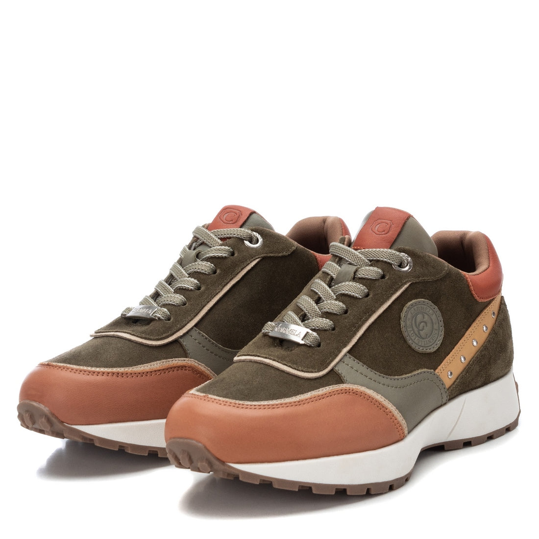 Carmela 16010001 basket cuir verte lacets