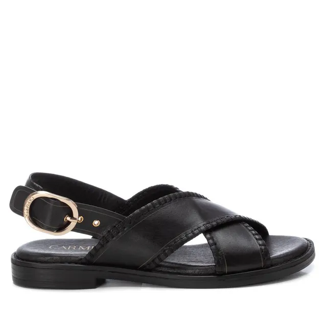 Carmela 16220102 sandale cuir noir boucle plate