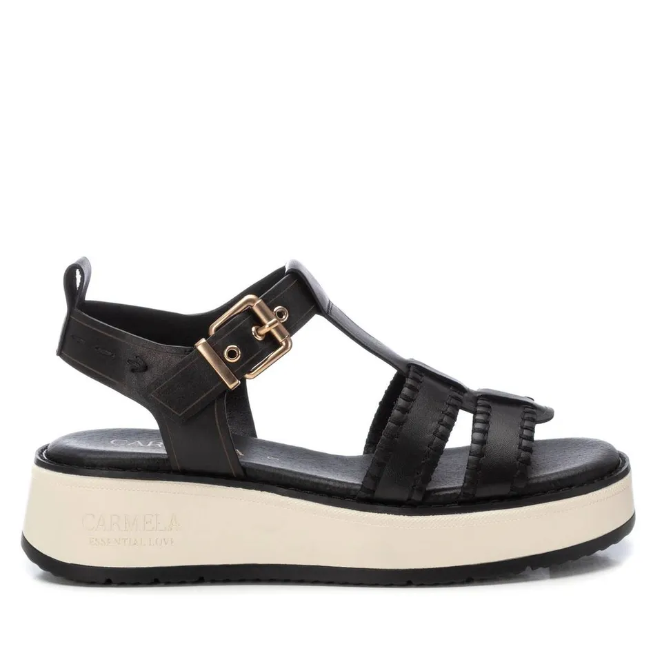 Carmela 16224605 sandales cuir noir plates