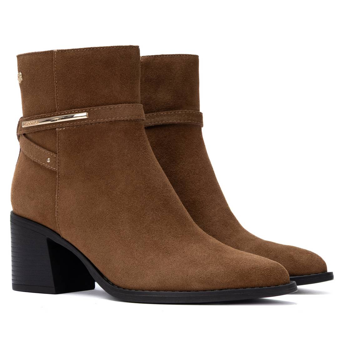 Carmela 16439803 bottine cuir velours camel talon