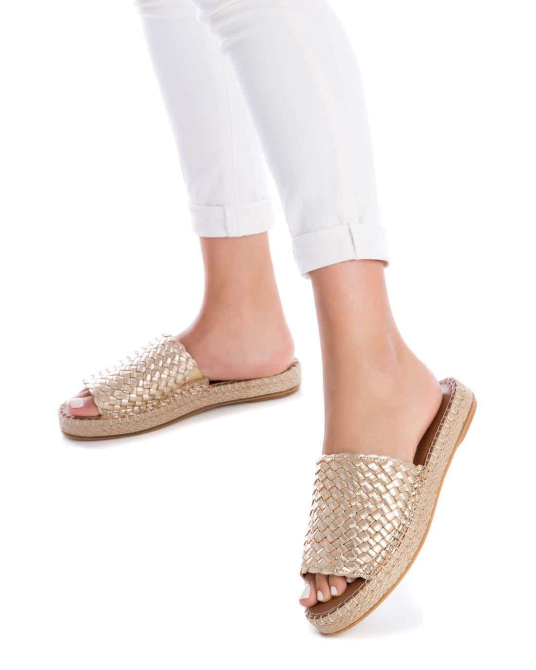 Carmela 16048701 espadrilles femme or cuir tressé