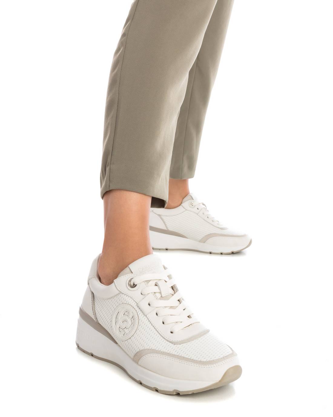 Carmela 16142003 basket cuir blanc métallisé