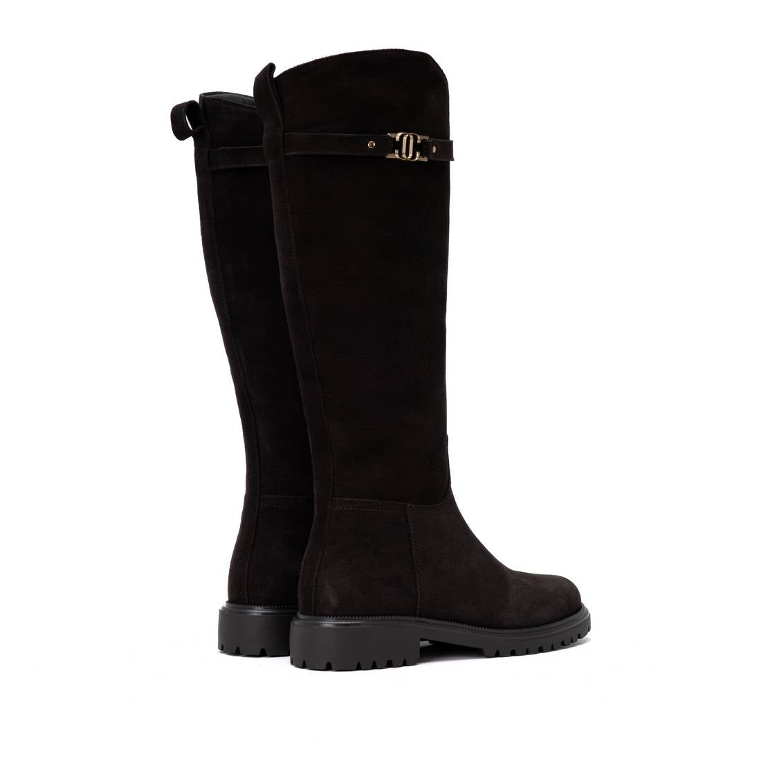 Carmela 16426502 botte marron daim talon plat
