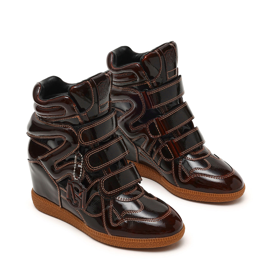 Steve Madden Mavis basket montante marron verni scratch