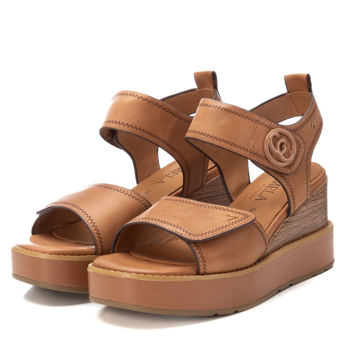 Carmela 162239 16223901 sandale compensée camel cuir