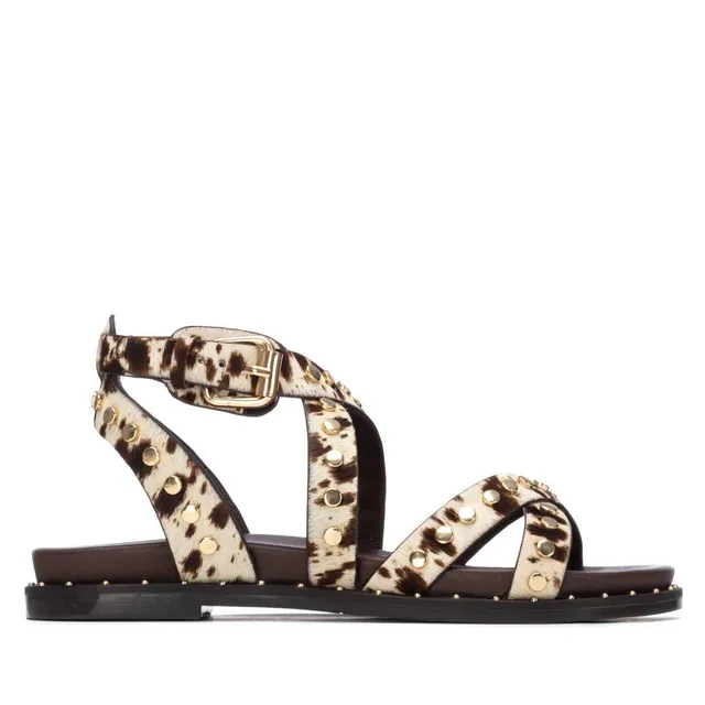 Carmela 16239309 sandale cuir imprimé cloutée plate