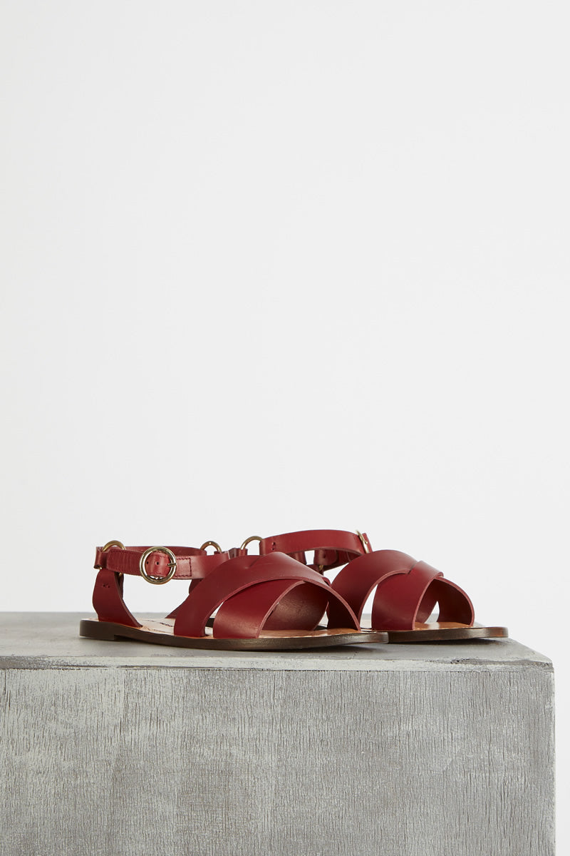 Tila March Whitney sandale plate cuir naturel