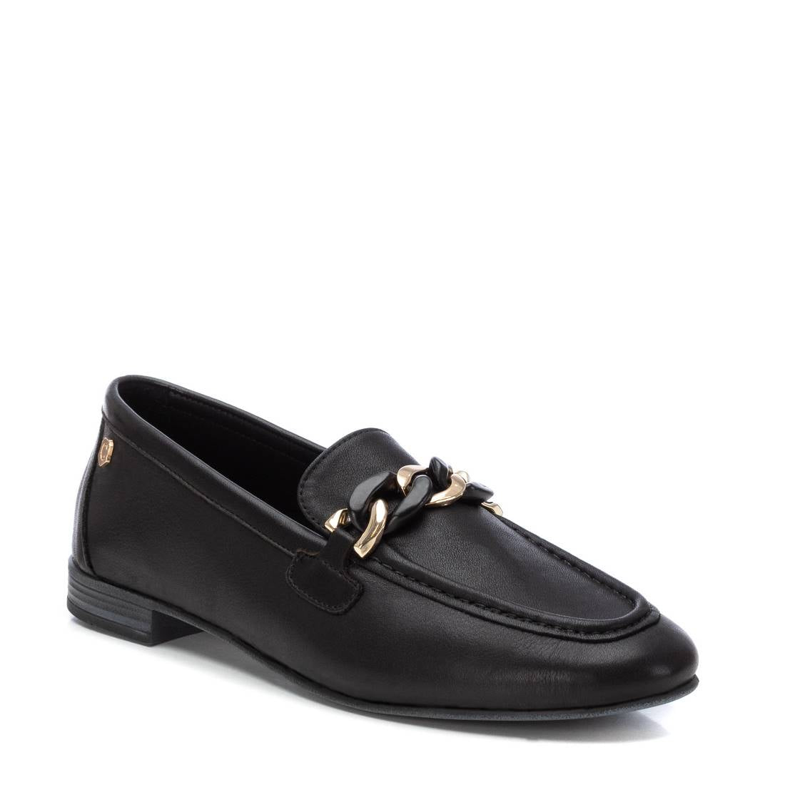 Carmela 16156101 mocassin cuir noir chaîne