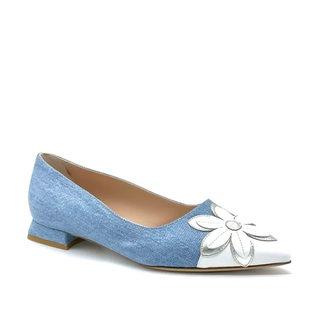 ELATA 12170 ballerine cuir blanc jean talon 1 cm