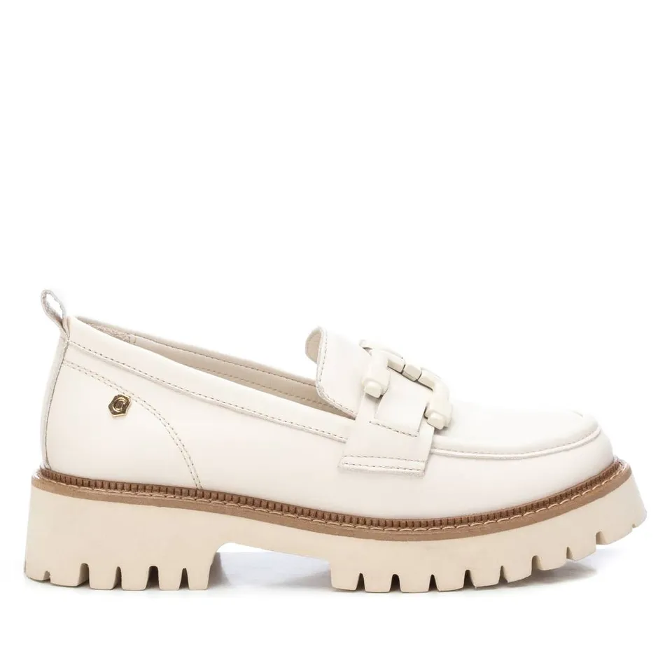 Carmela 16131001 mocassin cuir blanc plateforme