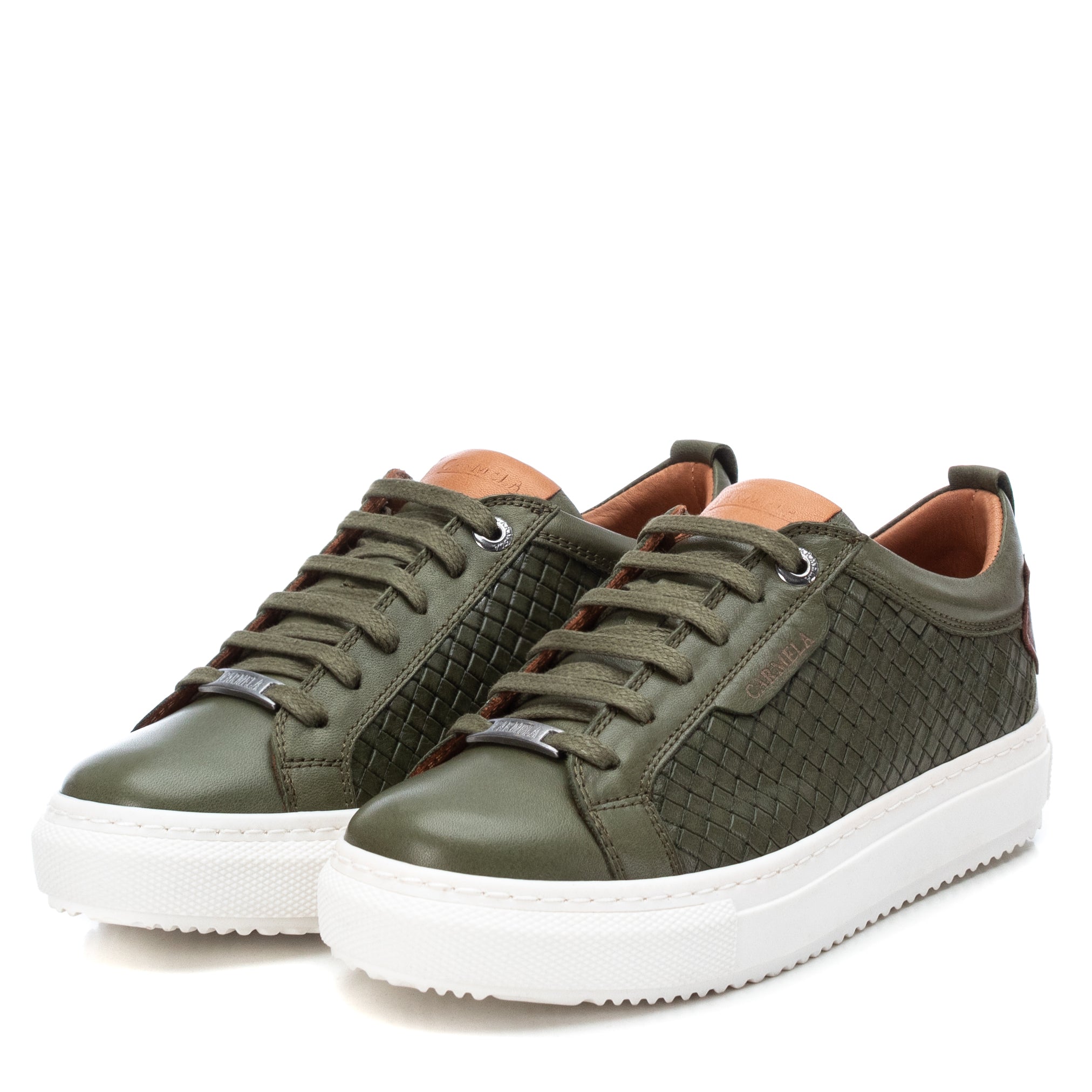 Carmela 16021402 basket femme cuir vert lacets