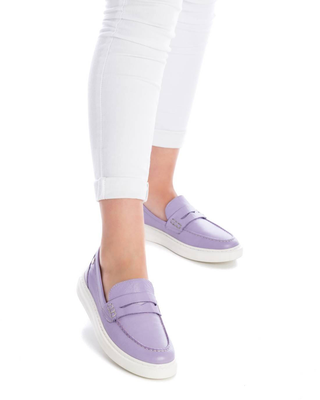 Carmela 16064010 mocassin cuir violet plat