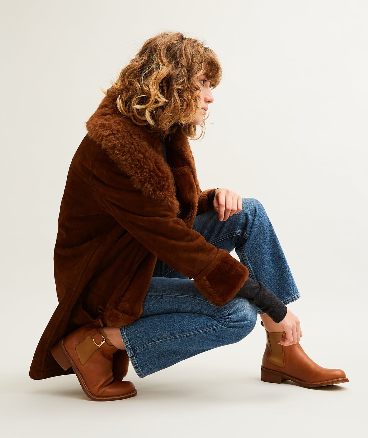 Tila March Elastique bottine cuir camel petit talon